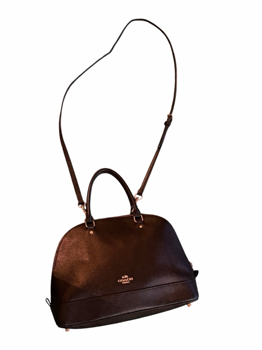 Final Sale, Bundle!✨Coach✨ Black Leather Dome Sierra Satchel Crossbody Gold - Picture 6 of 13